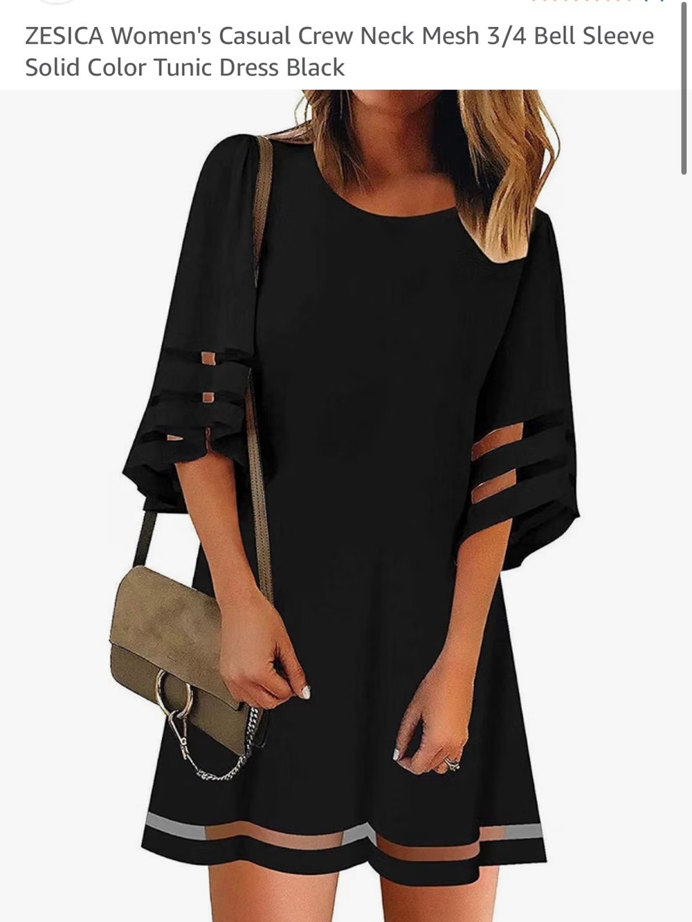 Classic Black Mesh-Trim Short Sleeve Dress